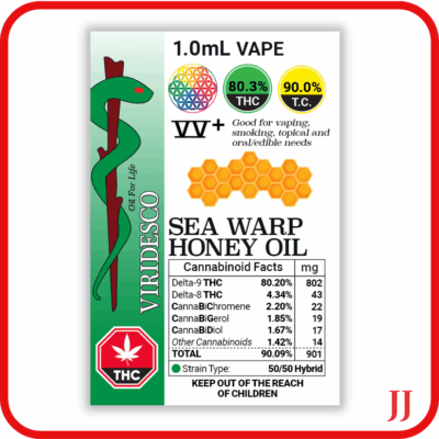 VIRIDESCO: Seawarp Honey Oil 1.0mL Vape Cartridge