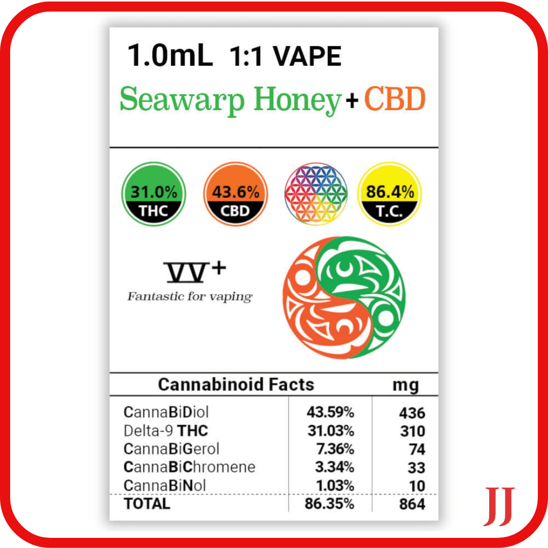 VIRIDESCO: 1:1 Seawarp Honey Oil + CBD 1.0mL Vape Cartridge